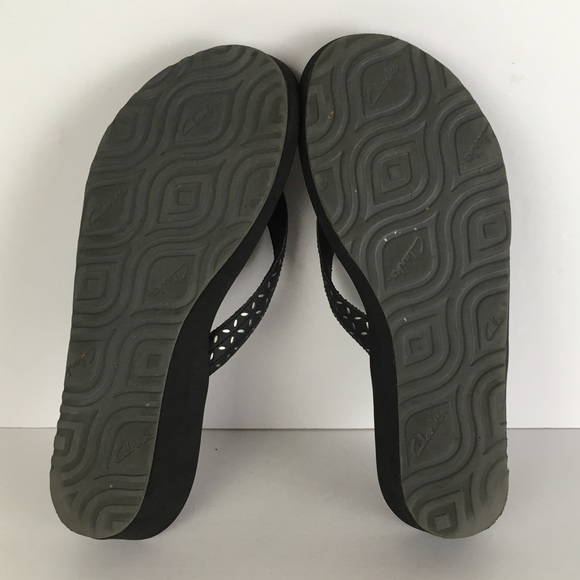 Collection by Clarks Perforated Thong Wedge Sandals in Black - Picture 10 of 10